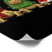 Retro Christmas Bearded Dragon Santa Reindeer  ポスター (角)