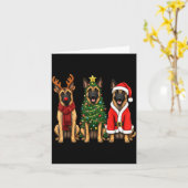 Retro Christmas Belgian Malinois Santa Reindeer Do カード (黄色い花)