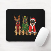 Retro Christmas Belgian Malinois Santa Reindeer Do マウスパッド (マウス)