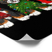 Retro Christmas Bernedoodle Santa Reindeer Dog Lov ポスター (角)