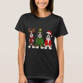 Retro Christmas Bernedoodle Santa Reindeer Dog Lov Tシャツ (正面)