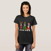Retro Christmas Bernedoodle Santa Reindeer Dog Lov Tシャツ (正面フル)