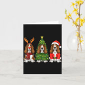 Retro Christmas Bet Hound Santa Reindeer Dog Lover カード (黄色い花)