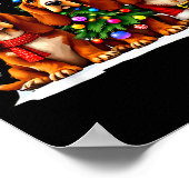 Retro Christmas Bet Hound Santa Reindeer Dog Lover ポスター (角)