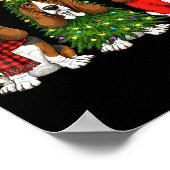 Retro Christmas Bet Hound Santa Reindeer Dog Lover ポスター (角)