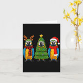 Retro Christmas Blue And Yellow Macaw Parrot Santa カード (黄色い花)