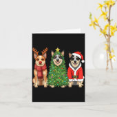 Retro Christmas Blue Heeler Santa Reindeer Dog Lov カード (黄色い花)