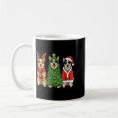 Retro Christmas Blue Heeler Santa Reindeer Dog Lov コーヒーマグカップ (左)