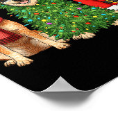 Retro Christmas Blue Heeler Santa Reindeer Dog Lov ポスター (角)