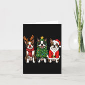 Retro Christmas Boston Terrier Santa Reindeer Dog  カード (正面)
