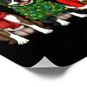 Retro Christmas Boston Terrier Santa Reindeer Dog  ポスター (角)