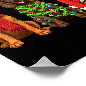 Retro Christmas Boykin Spaniel Santa Reindeer Dog ポスター (角)