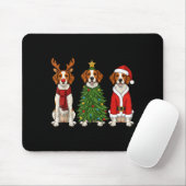 Retro Christmas Brittany Spaniel Santa Reindeer Do マウスパッド (マウス)