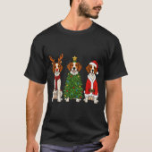Retro Christmas Brittany Spaniel Santa Reindeer Do Tシャツ (正面)