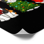 Retro Christmas Calico Cat Santa Reindeer  ポスター (角)