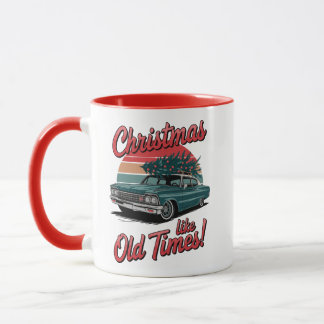 Retro Christmas Car – Old Times Holiday マグカップ