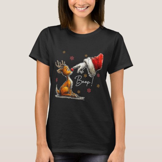 Retro Christmas Cartoon Boop, Christmas Reindeer Tシャツ (正面)