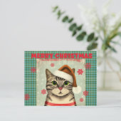 Retro Christmas Cat Merry Christmas postcard ポストカード (スタンド正面)