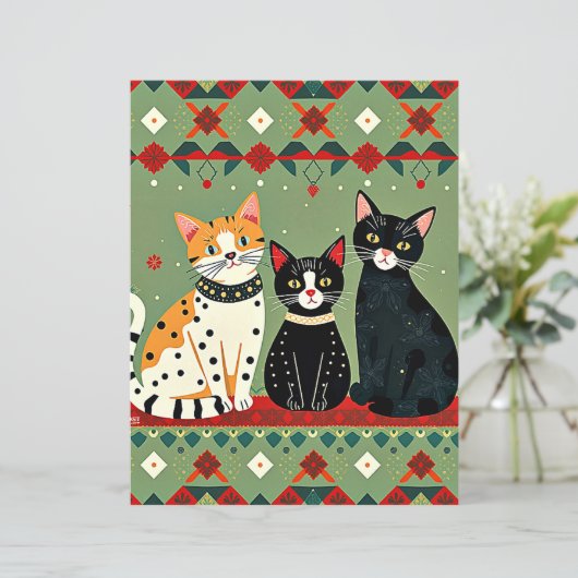 Retro Christmas cats craft paper (スタンド正面)