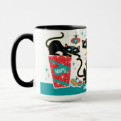 Retro Christmas Cats Mug Customizable マグカップ (左)
