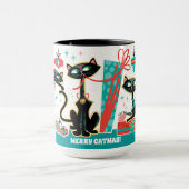 Retro Christmas Cats Mug Customizable マグカップ (中央)