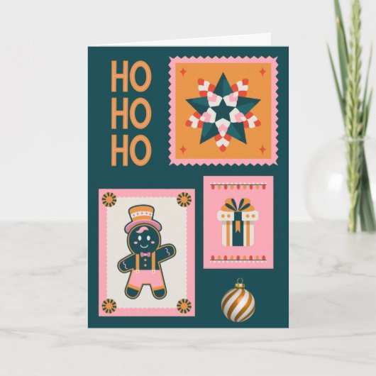 Retro Christmas Cheer Card – Gingerbread Man, Cand カード (正面)