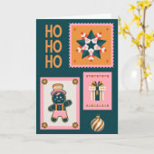 Retro Christmas Cheer Card – Gingerbread Man, Cand カード (黄色い花)