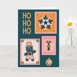Retro Christmas Cheer Card – Gingerbread Man, Cand カード