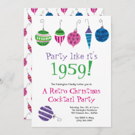Retro Christmas Cocktail Party Fun Vintage Holiday 招待状