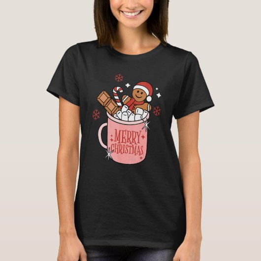 Retro Christmas Coffee Merry Christmas Gingerbread Tシャツ (正面)