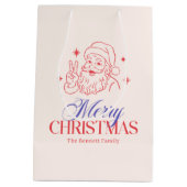 Retro Christmas Cool Santa ミディアムペーパーバッグ (裏面)