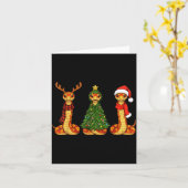 Retro Christmas Corn Snake Santa Reindeer  カード (黄色い花)