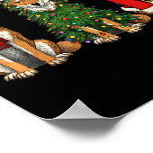 Retro Christmas Coyote Santa Reindeer ポスター (角)