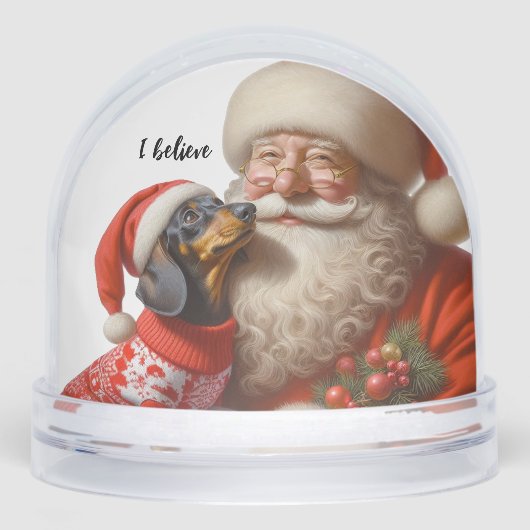 Retro Christmas Dachshund Snow Globe (正面)