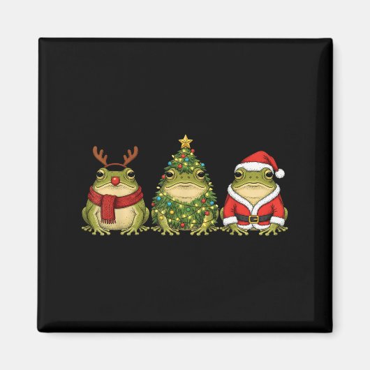 Retro Christmas Desert Rain Frog Santa Reindeer  マグネット (正面)