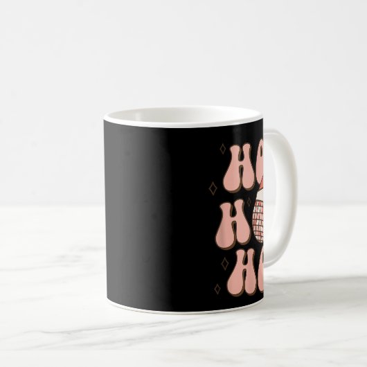 Retro Christmas Disco Ball Groovy Ho Ho Ho Santa H コーヒーマグカップ (正面右)