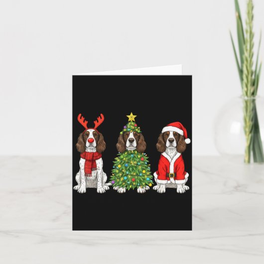 Retro Christmas English Springer Spaniel Santa Rei カード (正面)