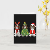 Retro Christmas English Springer Spaniel Santa Rei カード (黄色い花)
