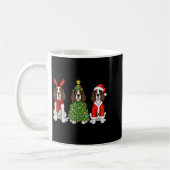 Retro Christmas English Springer Spaniel Santa Rei コーヒーマグカップ (左)
