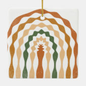 Retro Christmas Family Photo Portrait Holiday セラミックオーナメント (裏面)