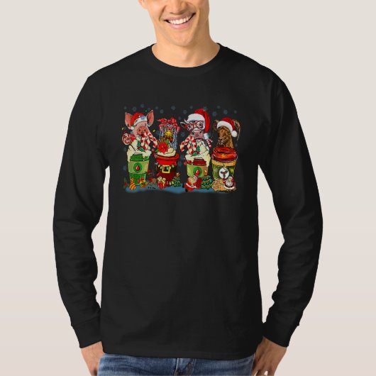 Retro Christmas farm animals coffee latte country  Tシャツ (正面)