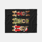 Retro Christmas German Shepherd Santa Reindeer Gsd フリースブランケット (正面(横))