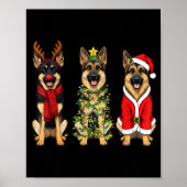 Retro Christmas German Shepherd Santa Reindeer Gsd ポスター (正面)