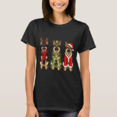 Retro Christmas German Shepherd Santa Reindeer Gsd Tシャツ (正面)