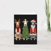 Retro Christmas Ghound Santa Reindeer Dog Lover  カード (正面)
