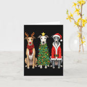 Retro Christmas Ghound Santa Reindeer Dog Lover カード (黄色い花)