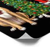 Retro Christmas Ghound Santa Reindeer Dog Lover  ポスター (角)