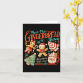 Retro Christmas Gingerbread Bakery North Le Cookie カード (黄色い花)