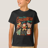 Retro Christmas Gingerbread Bakery North Le Cookie Tシャツ (正面)