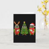 Retro Christmas Green Cheek Conure Parrot Santa Re カード (黄色い花)